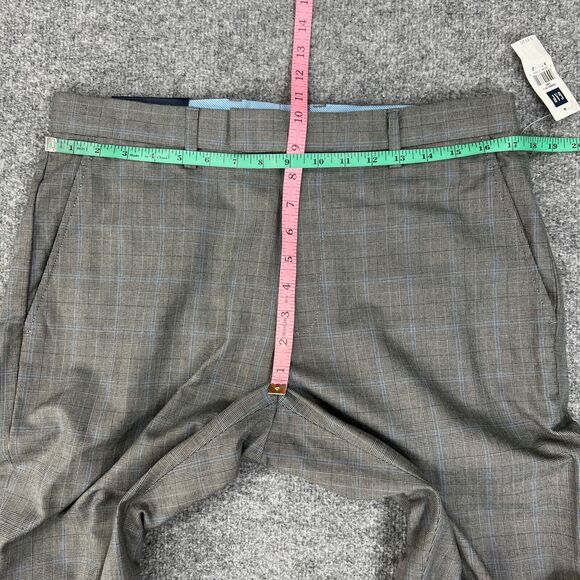 Gap Pants Mens 33 Grey Plaid Flat Front Straight Fit Mid Rise Cotton Dress * - Picture 8 of 14